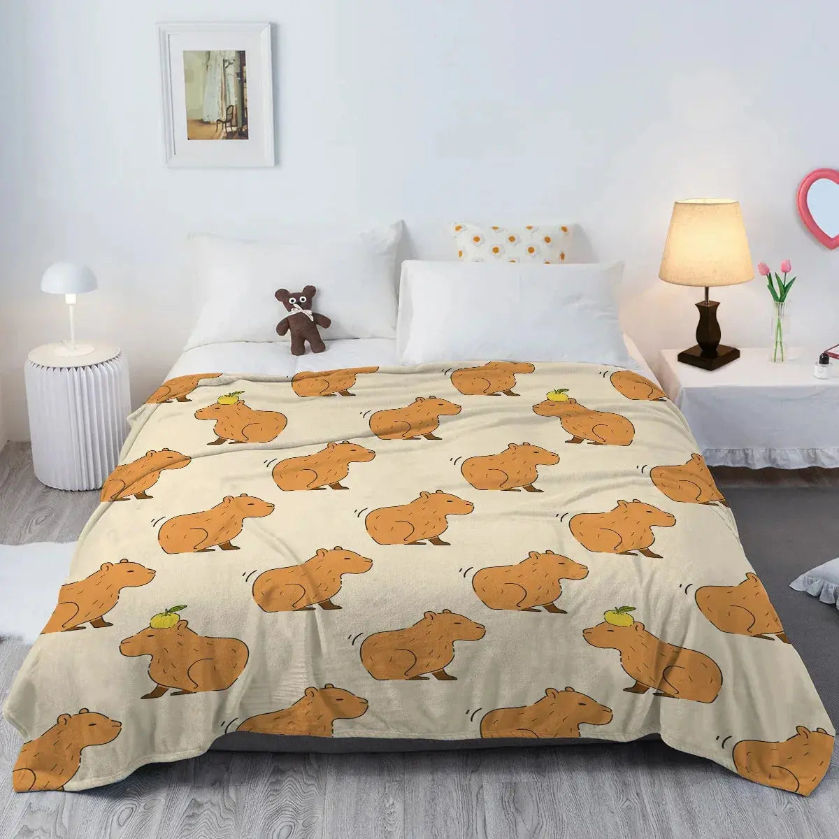 Capybara Print Plush Flannel Blanket