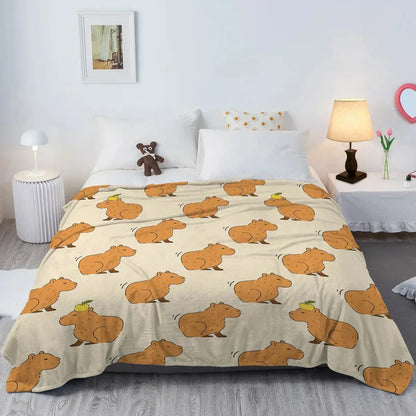 Capybara Print Plush Flannel Blanket