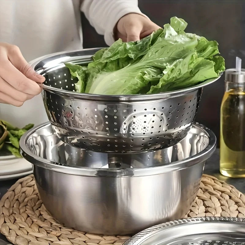 Stainless Slicer Bowl Set – 3 Pieces