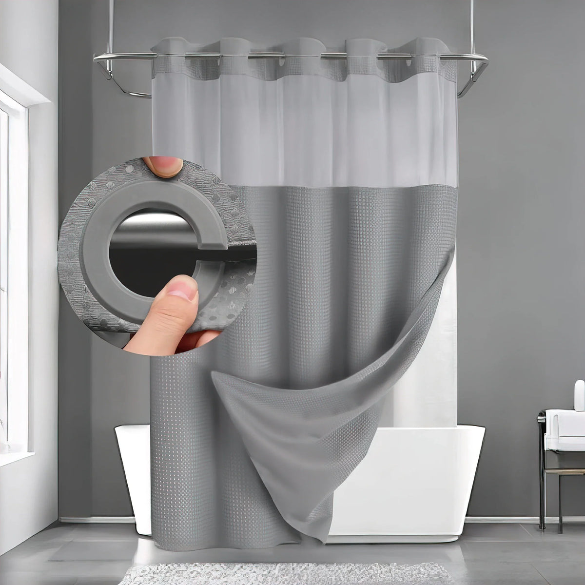 No Hook Shower Curtain