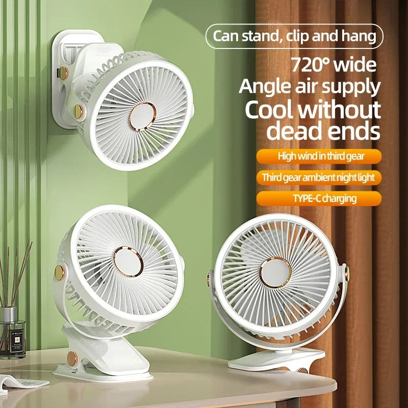 Rechargeable Clip-On Cooling Fan Portable Outdoor
