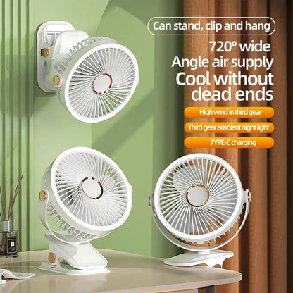 Rechargeable Clip-On Cooling Fan Portable Outdoor