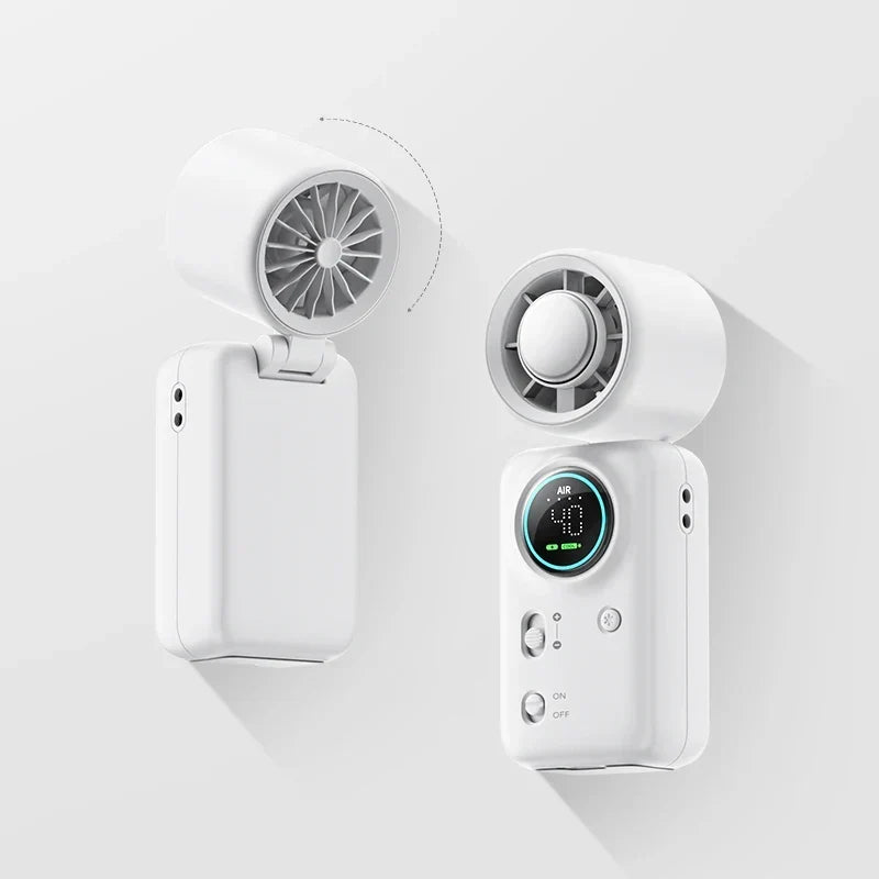 USB-Rechargeable Mini Fan with 100 Speeds and LED Display