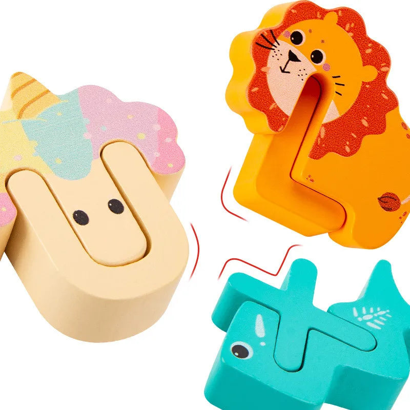 Wooden Alphabet Puzzle with 26 Animal-Shaped Letters
