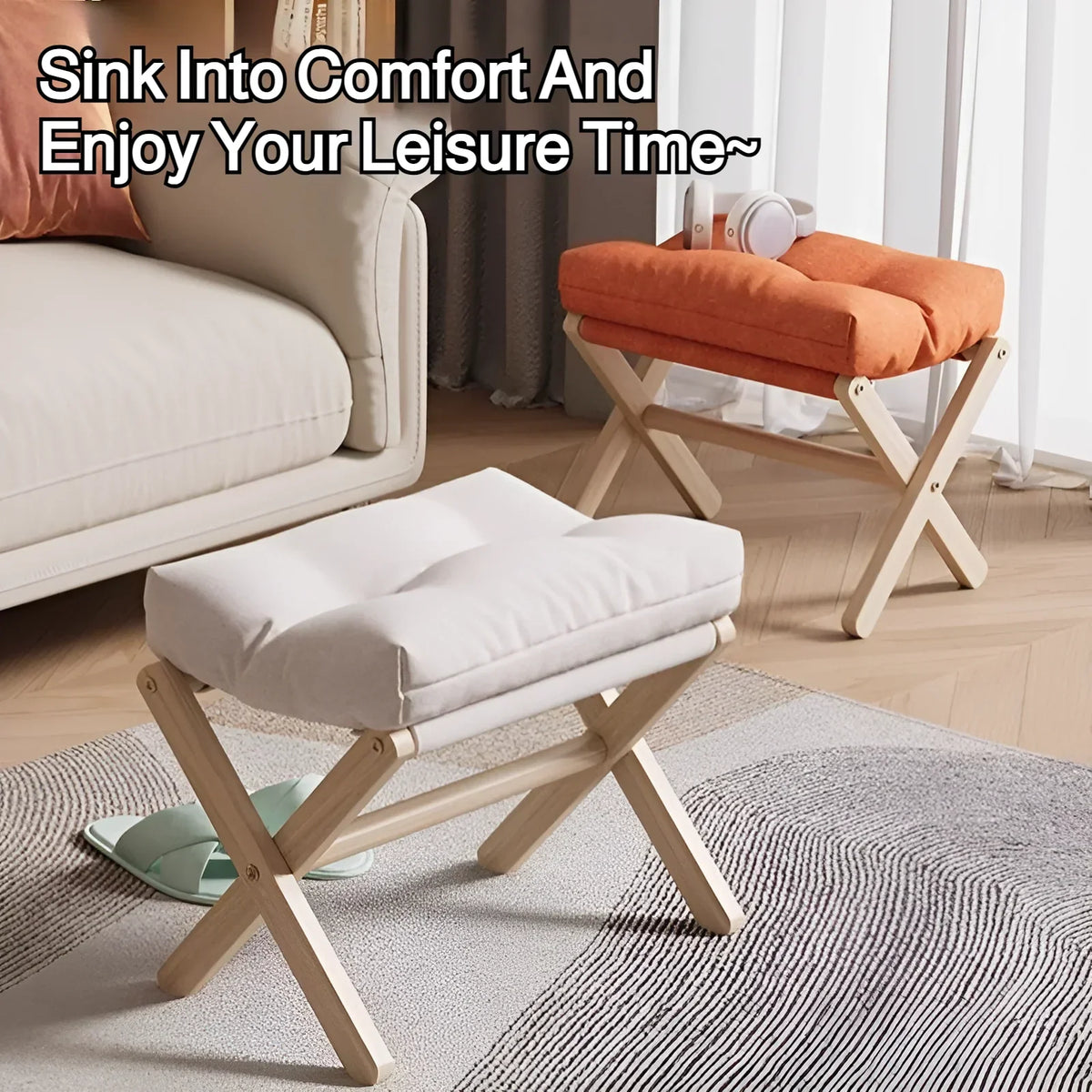 Wooden Footstool Bench