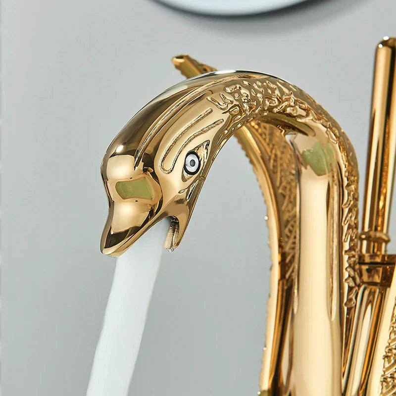 Swan Golden Basin Faucet – Single Handle Bathroom Tap