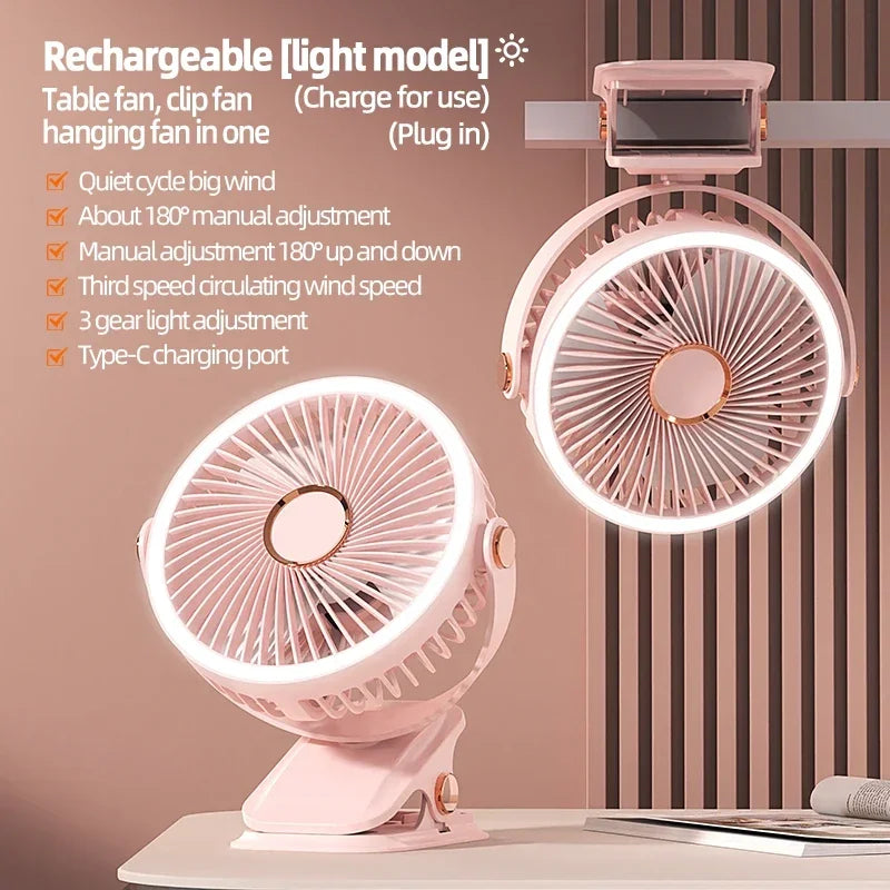 Rechargeable Clip-On Cooling Fan Portable Outdoor