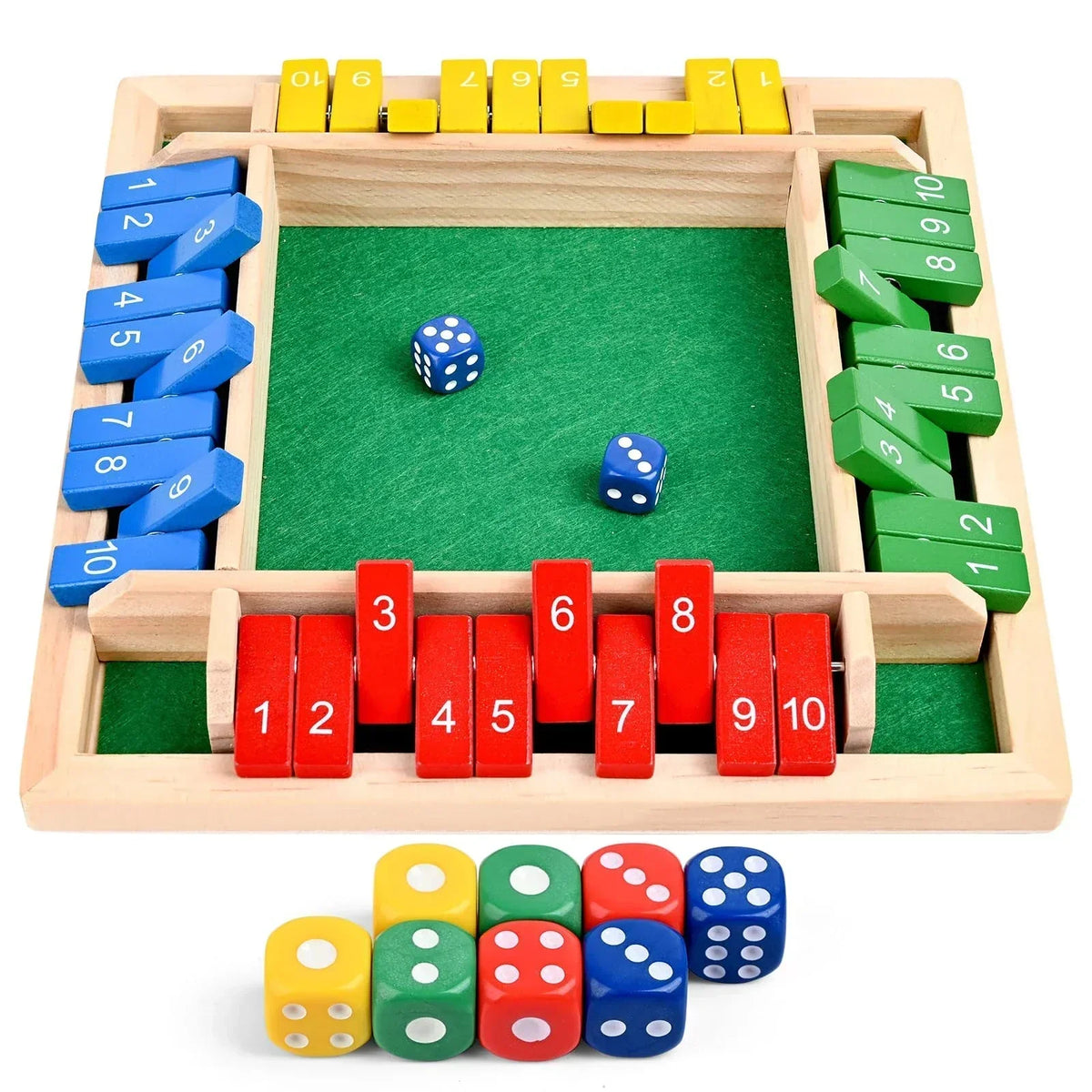 Wooden Shut the Box Dice Game for 2–4 Players