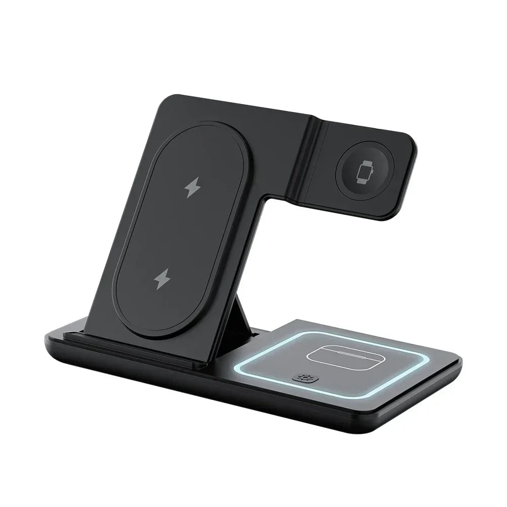 Foldable 3-in-1 Wireless Charging Stand with LED Light