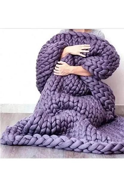 Chunky Knit Blanket Soft Cozy Throw for Sofa Bed