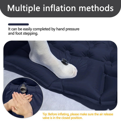 Inflatable camping mat with pillow – 10 cm thick
