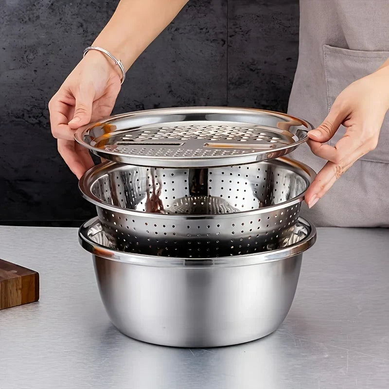 Stainless Slicer Bowl Set – 3 Pieces