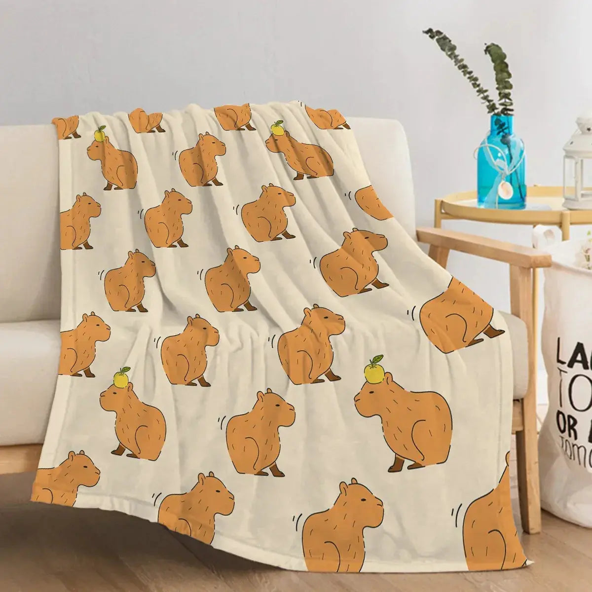 Capybara Print Plush Flannel Blanket