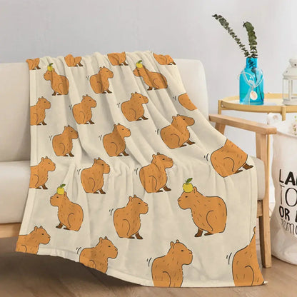 Capybara Print Plush Flannel Blanket