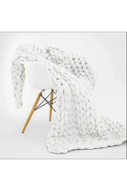 Chunky Knit Blanket Soft Cozy Throw for Sofa Bed