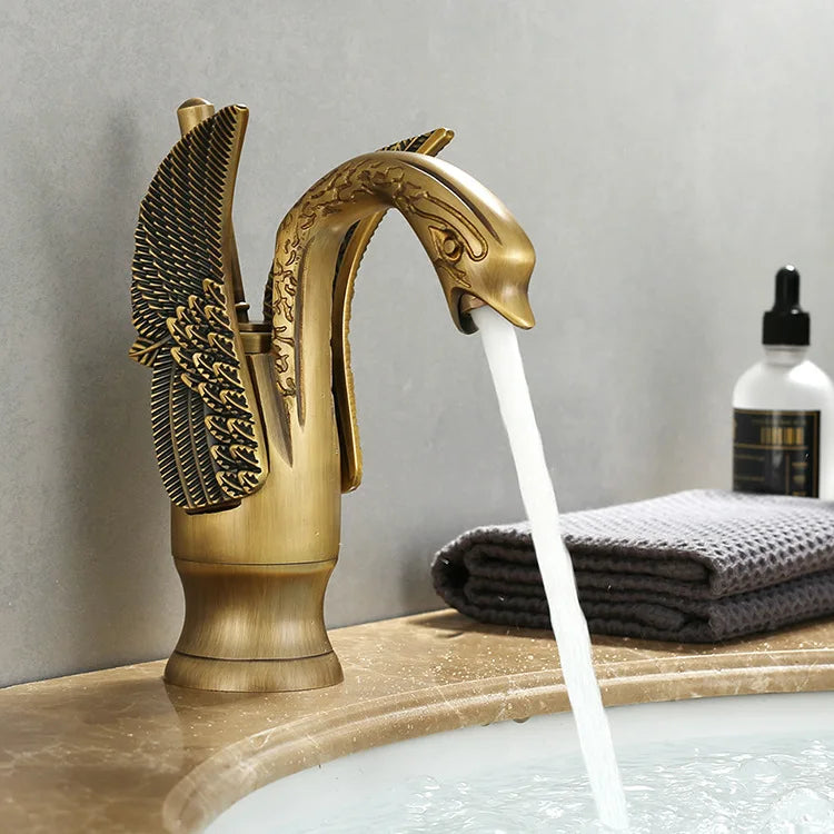 Swan Golden Basin Faucet – Single Handle Bathroom Tap
