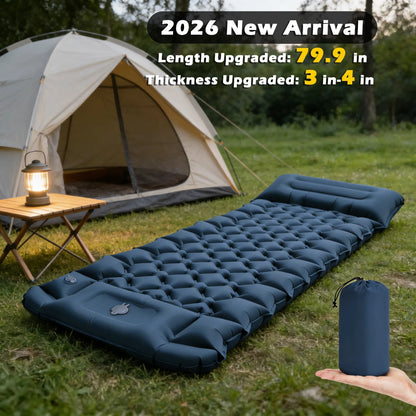 Inflatable camping mattress with pillow and pump 203 cm