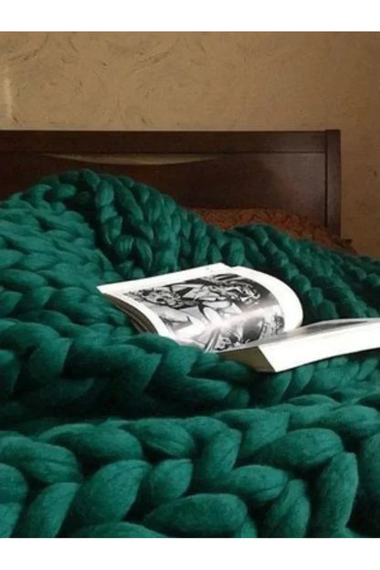 Chunky Knit Blanket Soft Cozy Throw for Sofa Bed