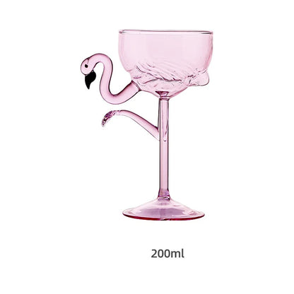 Flamingo Cocktail Glass Set Clear Party Drinkware
