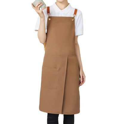 Water-Resistant Canvas Apron with Pockets and Split Skirt