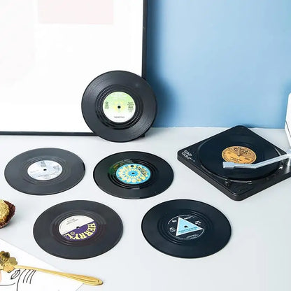 Vinyl Record Coasters – 6 Pieces