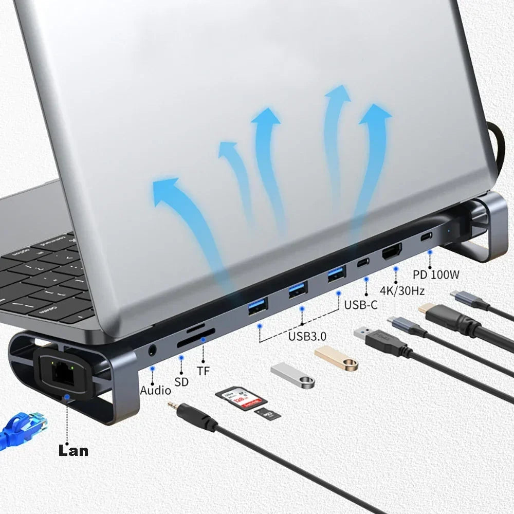 10-in-1 USB-C Hub with 4K HDMI, Ethernet and 100 W PD