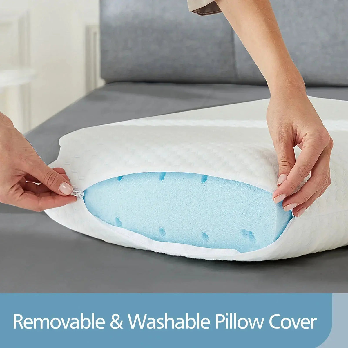 Ventilated Gel Memory Foam Pillow with Washable Cover