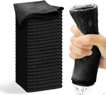 Black Microfibre Cleaning Cloth Set – 50 Pieces