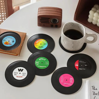 Vinyl Record Coasters – 6 Pieces