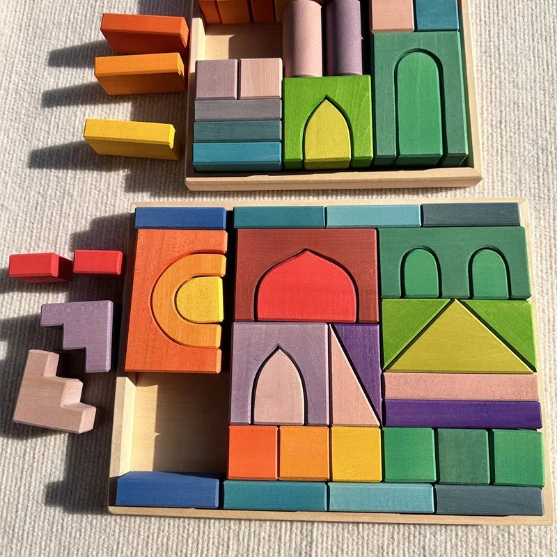 Large Wooden Stacking Blocks for Creative Building Play