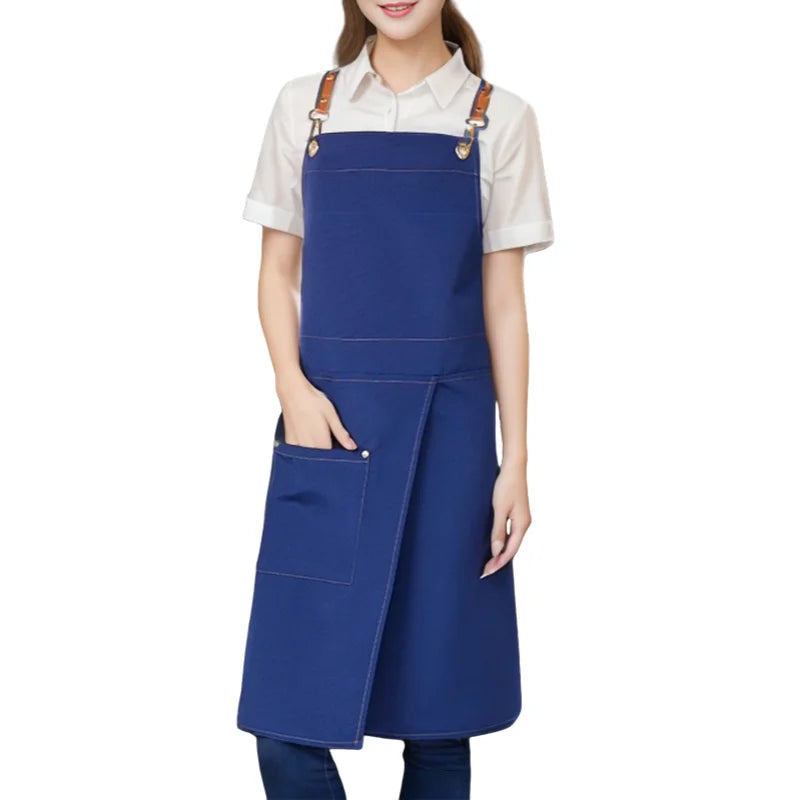 Water-Resistant Canvas Apron with Pockets and Split Skirt