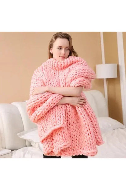 Chunky Knit Blanket Soft Cozy Throw for Sofa Bed