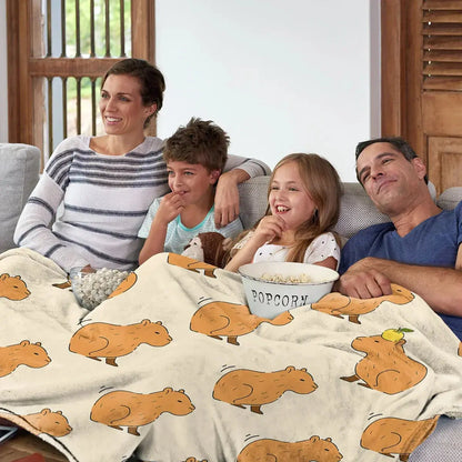 Capybara Print Plush Flannel Blanket