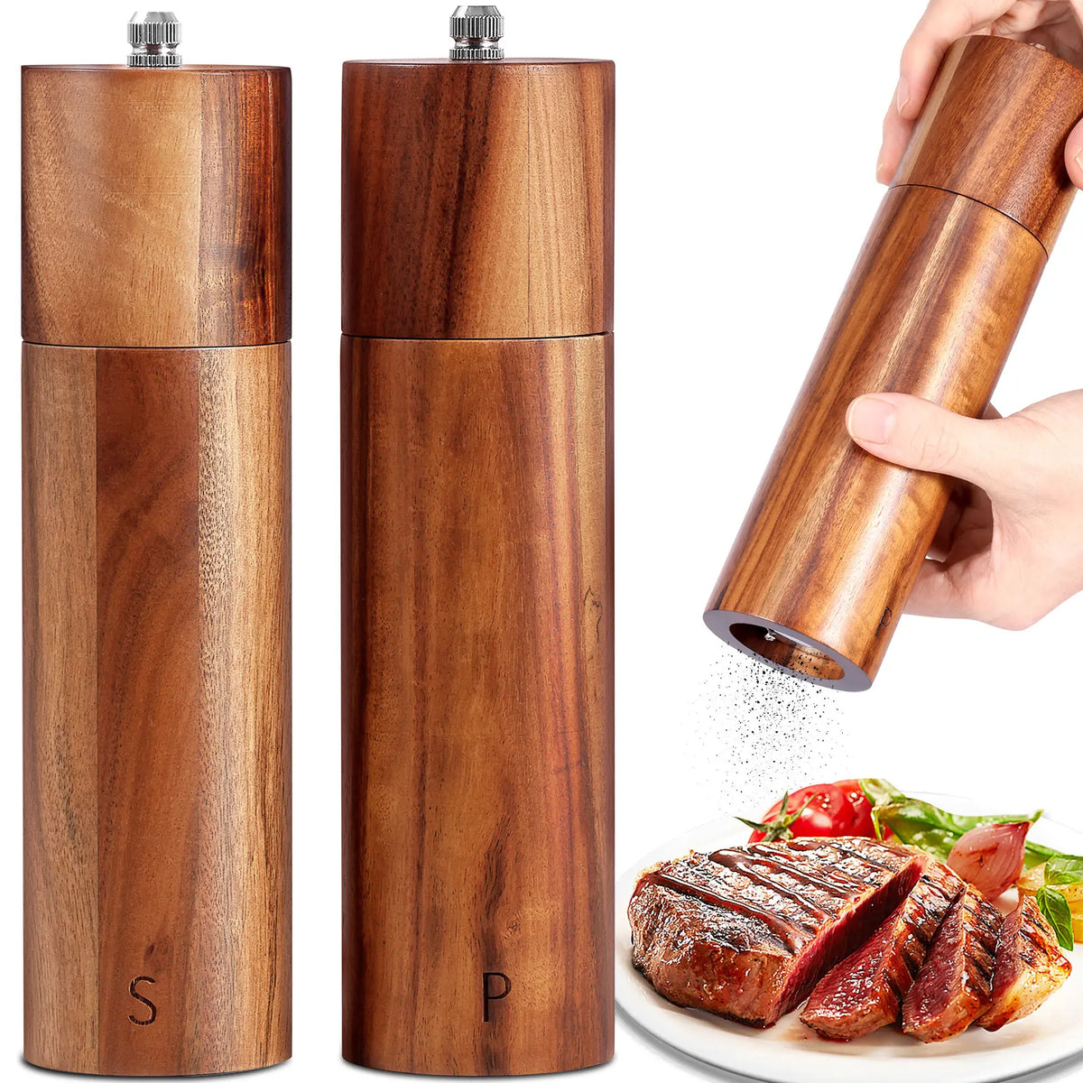 Wooden Pepper Grinder Set