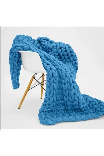 Chunky Knit Blanket Soft Cozy Throw for Sofa Bed