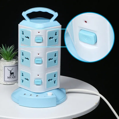 Vertical Surge Protector Tower Power Strip with USB