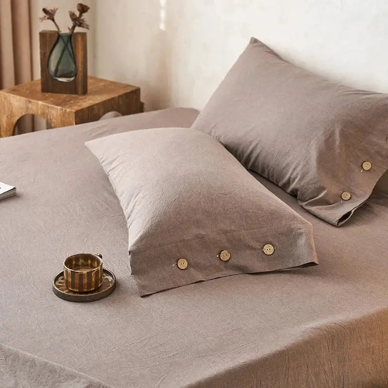 Solid Cotton Pillowcase Set – 2 Pieces