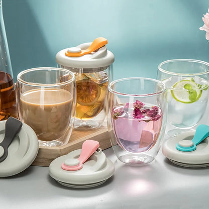 Double Wall Glass Mug Leak Proof Insulated Cup