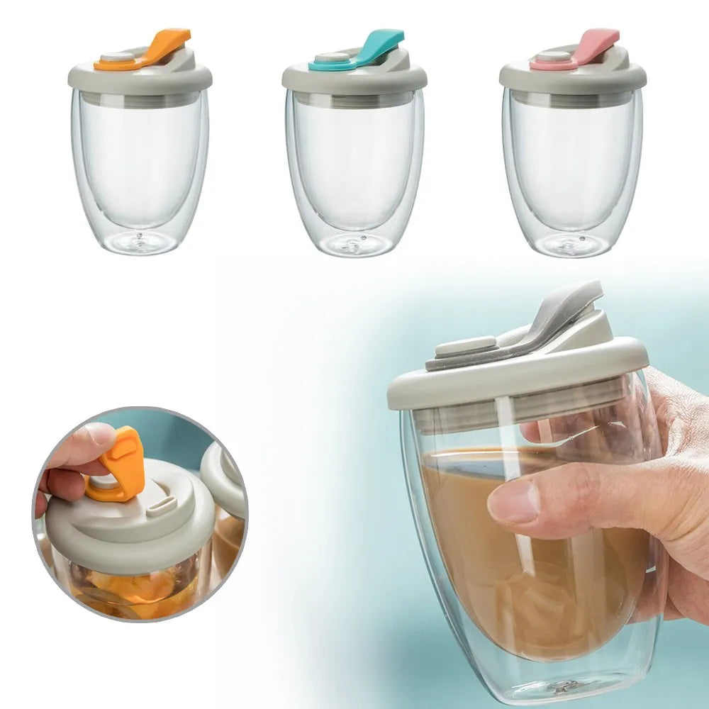 Double Wall Glass Mug Leak Proof Insulated Cup