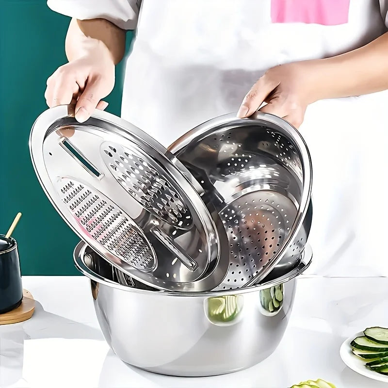 Stainless Slicer Bowl Set – 3 Pieces