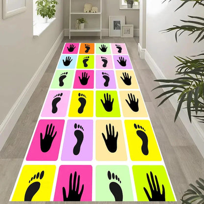 Play Mat with Colorful Hand and Footprints, Non-Slip