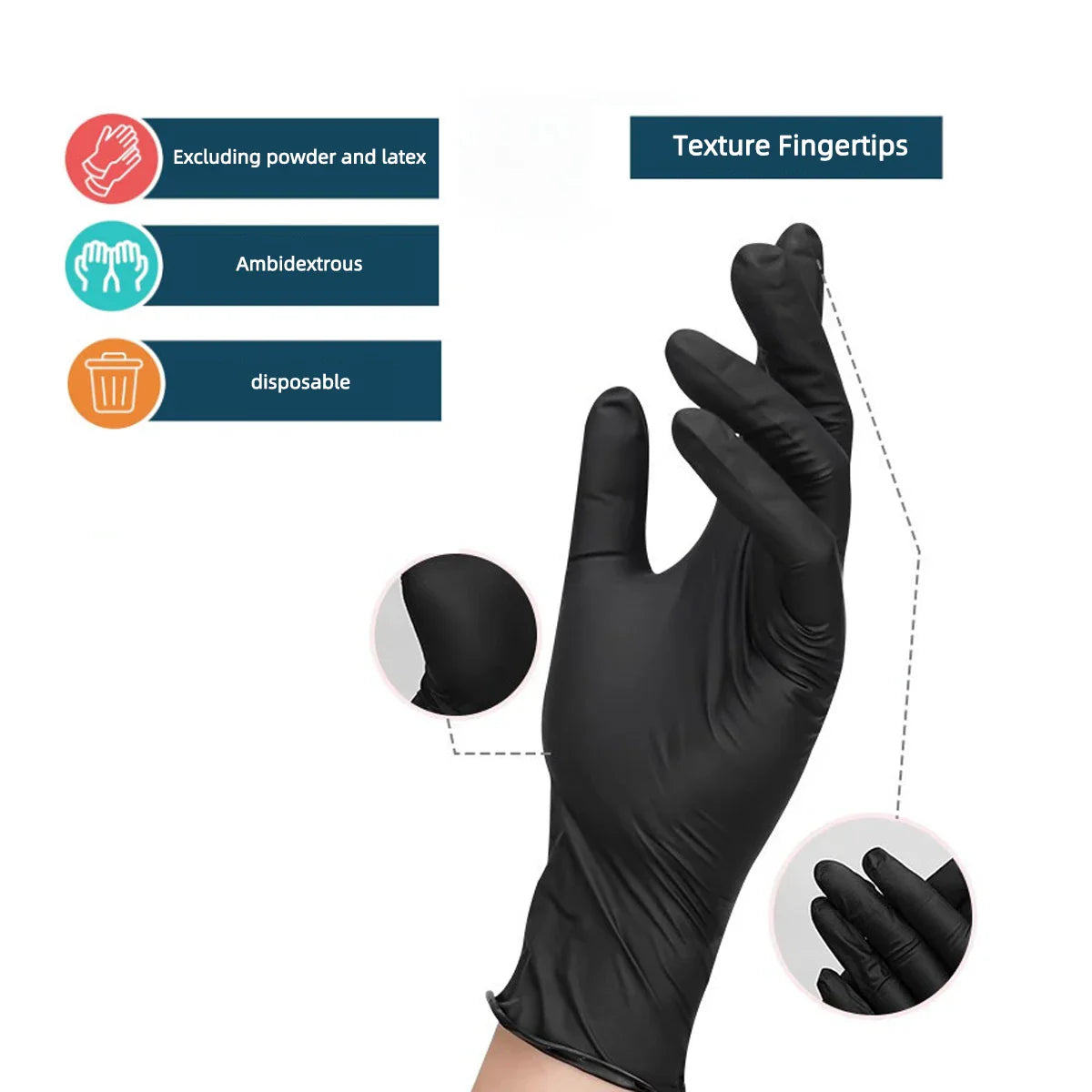 Black Disposable Gloves for Food, Cleaning & Work Use