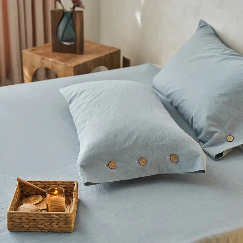 Solid Cotton Pillowcase Set – 2 Pieces