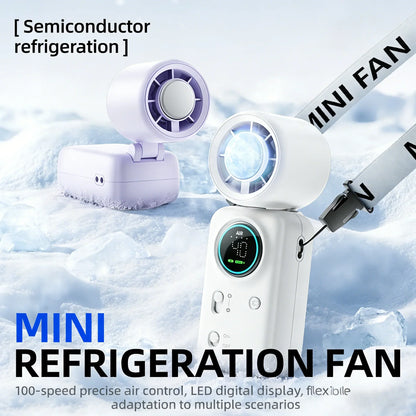 USB-Rechargeable Mini Fan with 100 Speeds and LED Display