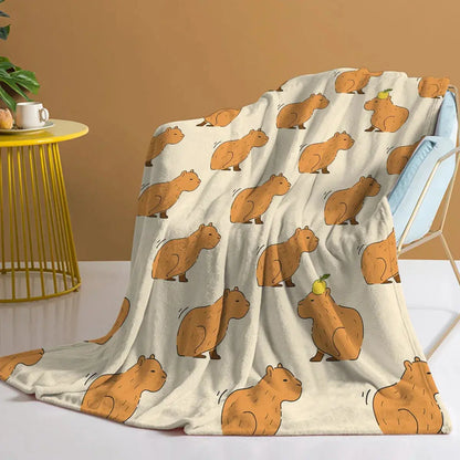 Capybara Print Plush Flannel Blanket