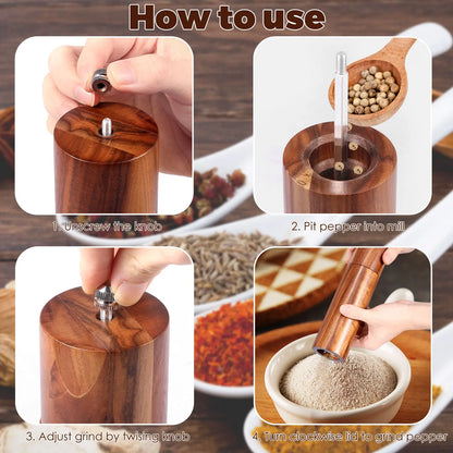 Wooden Pepper Grinder Set
