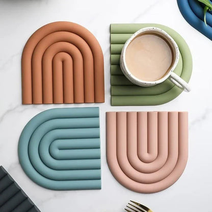 Rainbow Silicone Trivets – 2 Pieces
