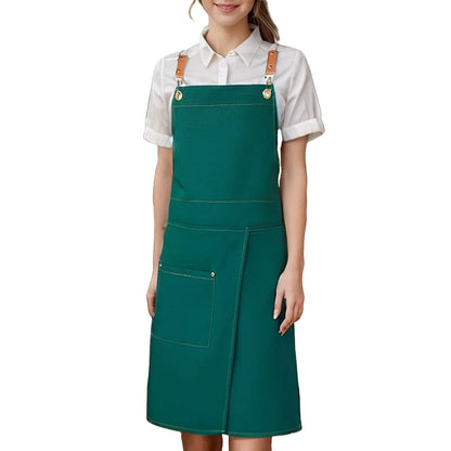 Water-Resistant Canvas Apron with Pockets and Split Skirt