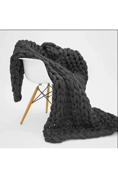 Chunky Knit Blanket Soft Cozy Throw for Sofa Bed