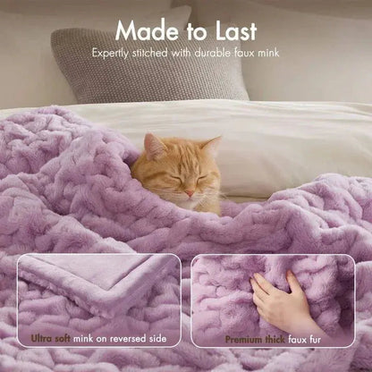 Ruched Faux Fur Cosy Throw Blanket